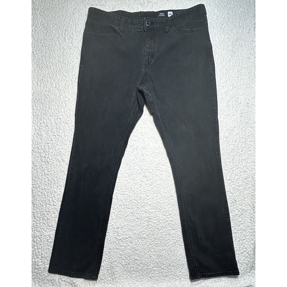 Volcom Vorta Slim Straight Jeans Men 38 Black Denim